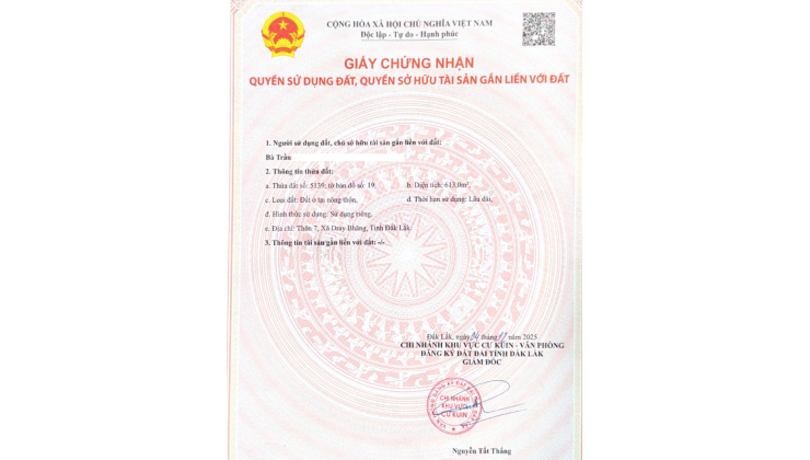 BÁN ĐẤT FULL THỔ CƯ, HẬU DÀI, CHÍNH CHỦ KHÔNG QUA MÔI GIỚI, GIÁ TỐT TẠI THÔN 7, XÃ DRAY BHANG – ĐẮK LẮK